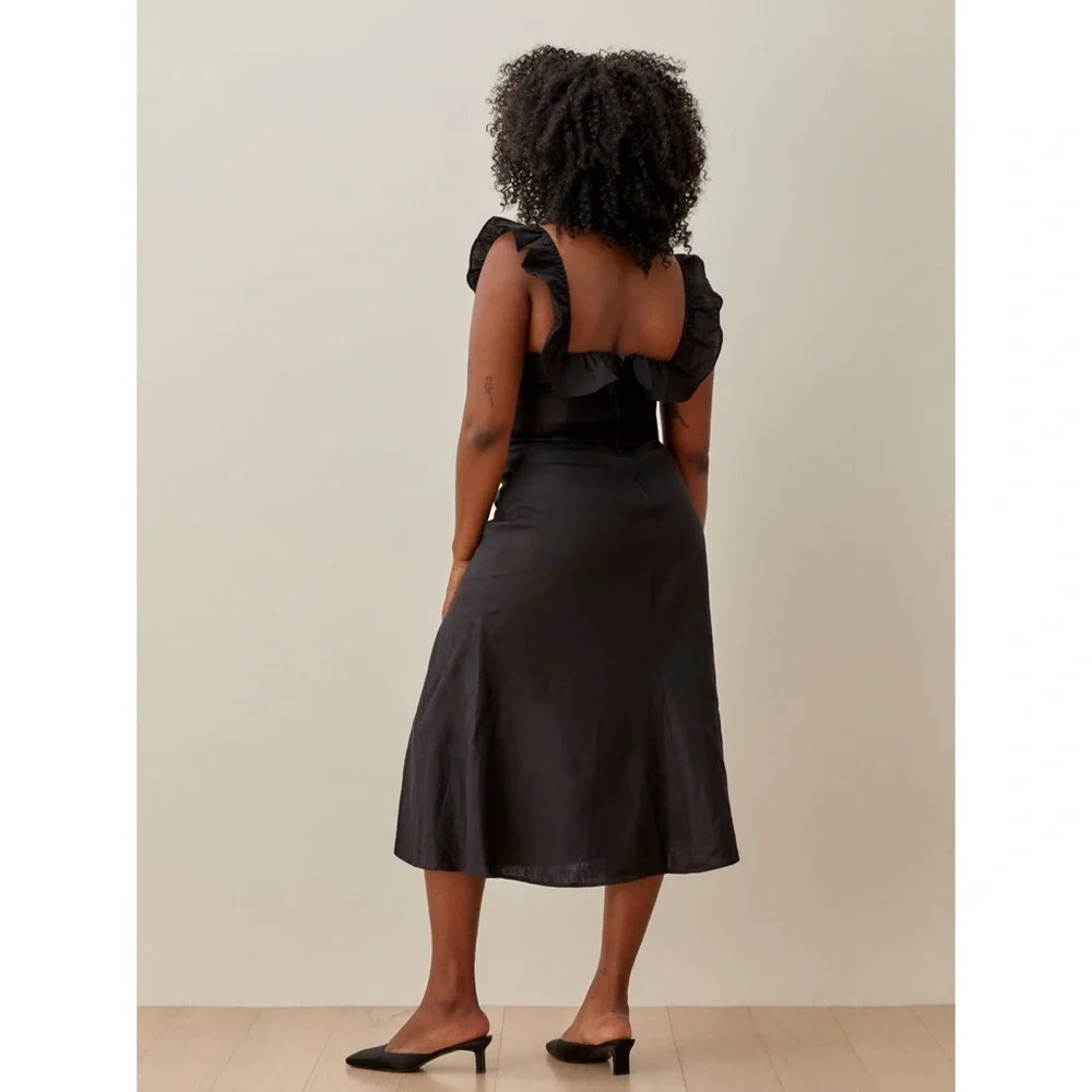 Reformation Amethyst Linen Dress in Black Size Small - Picture 3 of 10